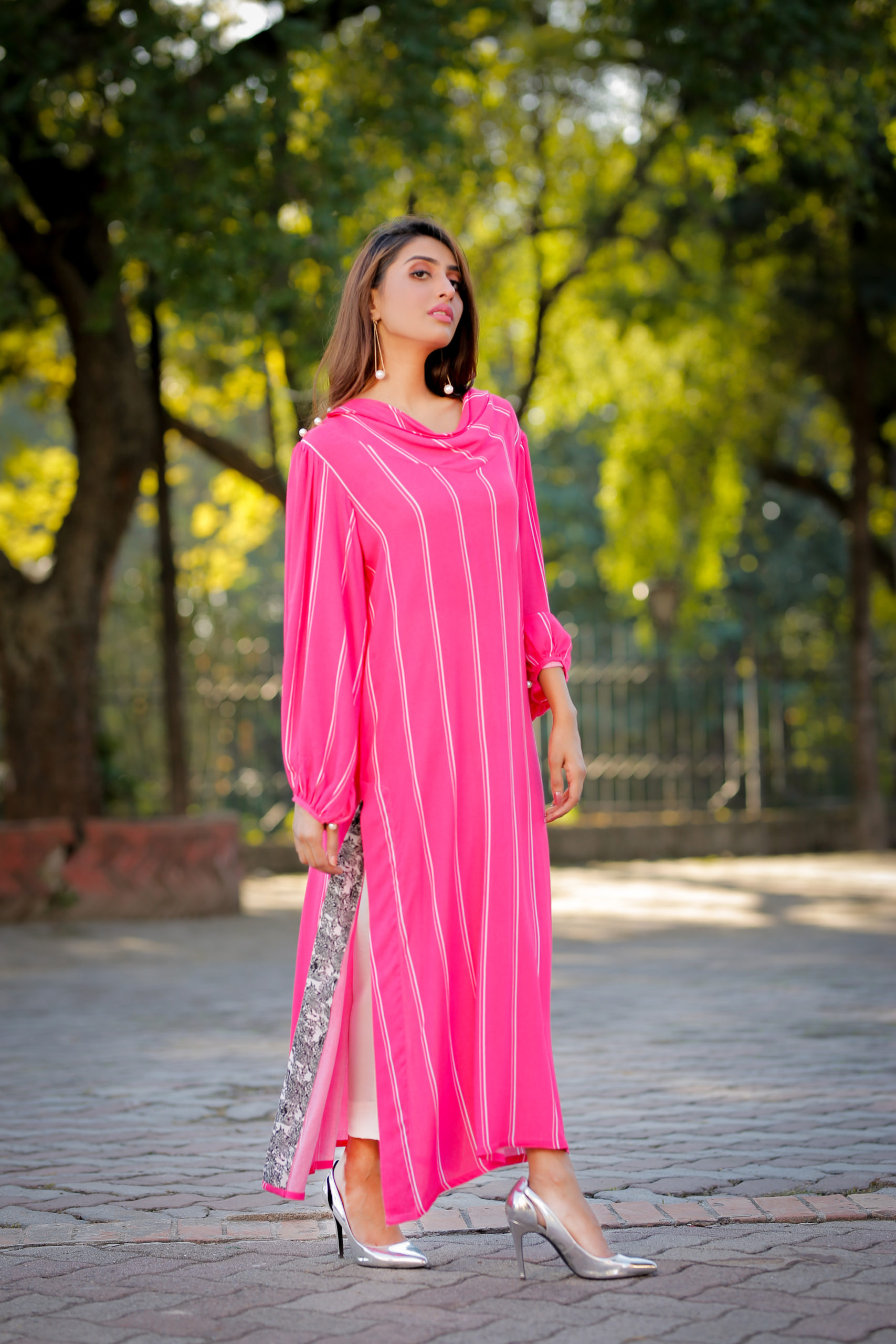 bishop sleeves with Claudia style on cotton maxi dress – Indo Libas